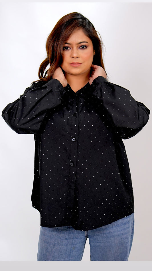 BLACK RHINESTONE SHIRT