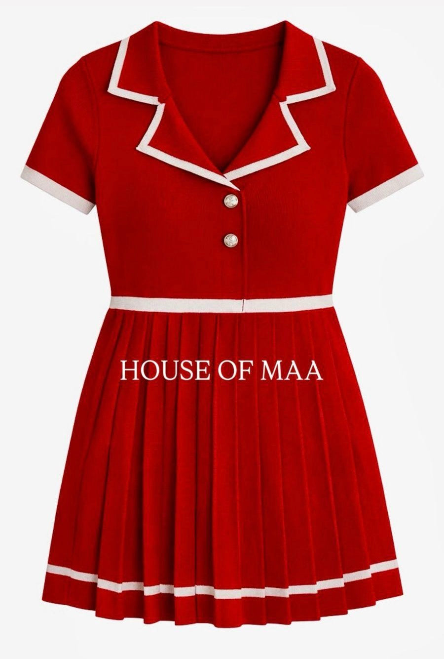 Women’s RED Pickleball Outfit Set with Pleated Skirt