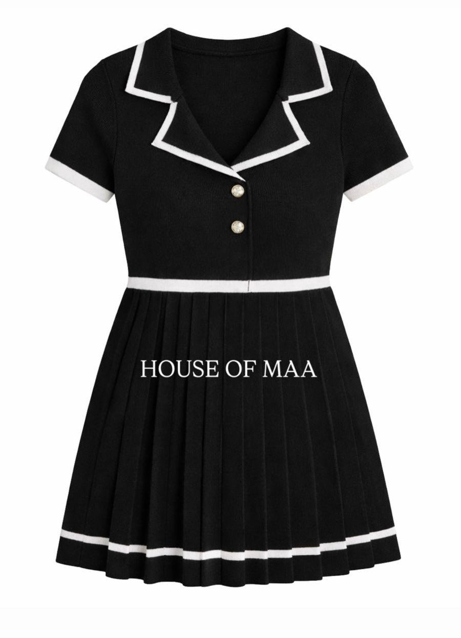 Women’s BLACK Pickleball Outfit Set with Pleated Skirt