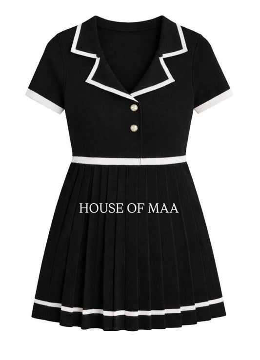 Women’s BLACK Pickleball Outfit Set with Pleated Skirt