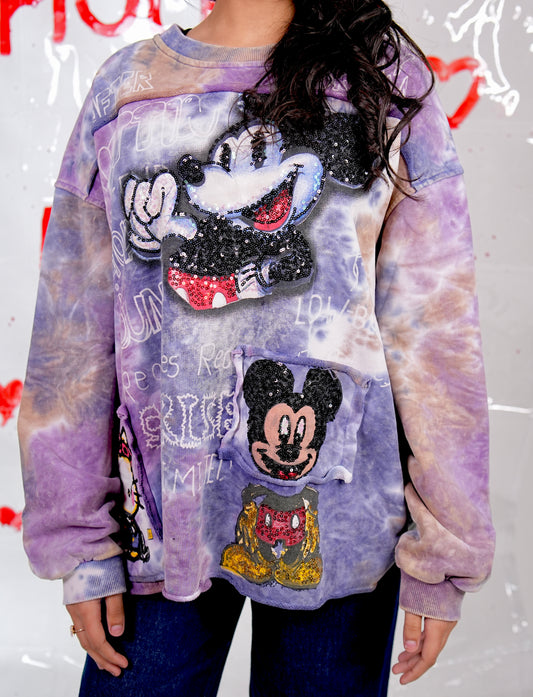 Women’s Oversized Cartoon Print Sweatshirt – LAVENDAR